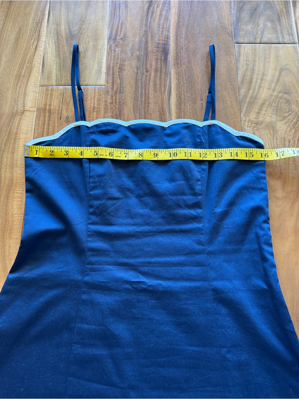 French Connection Navy Mini Dress with Contrast Scallop Trim 100% cotton - Picture 6 of 11